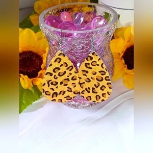 ✨Handmade faux leather golden animal print earings✨